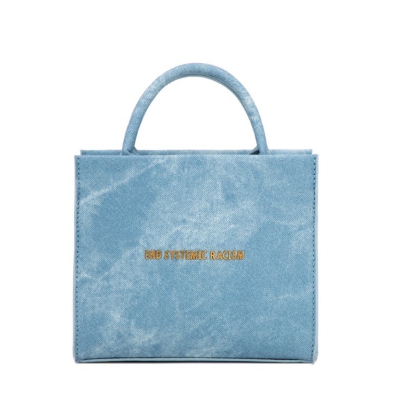 Brandon Blackwood ESR "End Systemic Racism" Wax Denim Tote - Picture 1 of 7